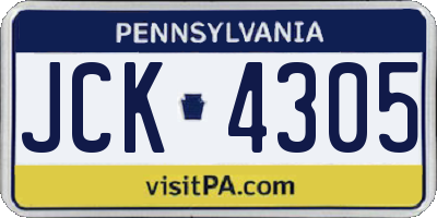 PA license plate JCK4305