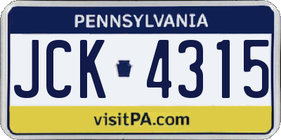 PA license plate JCK4315