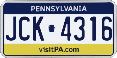 PA license plate JCK4316