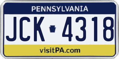 PA license plate JCK4318