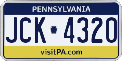 PA license plate JCK4320