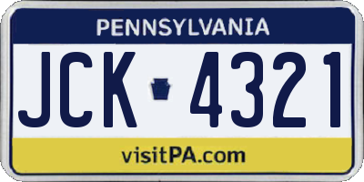 PA license plate JCK4321