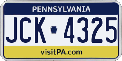 PA license plate JCK4325
