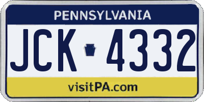PA license plate JCK4332