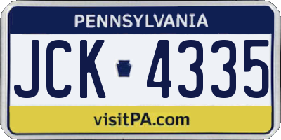 PA license plate JCK4335