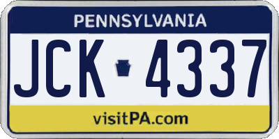 PA license plate JCK4337