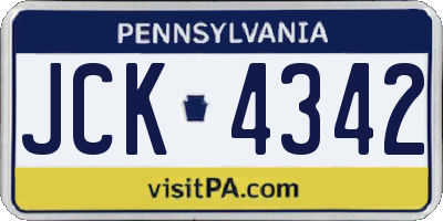 PA license plate JCK4342