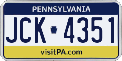 PA license plate JCK4351