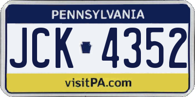 PA license plate JCK4352