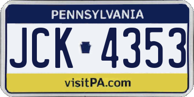 PA license plate JCK4353