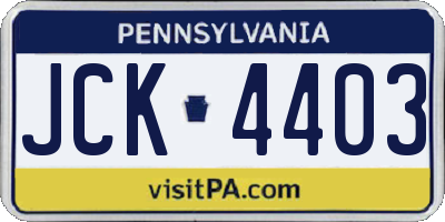 PA license plate JCK4403
