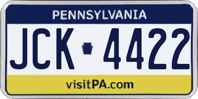 PA license plate JCK4422