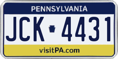 PA license plate JCK4431