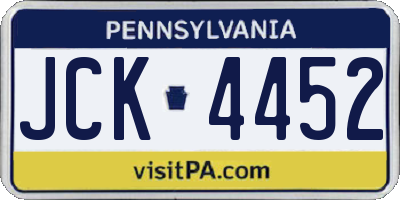 PA license plate JCK4452