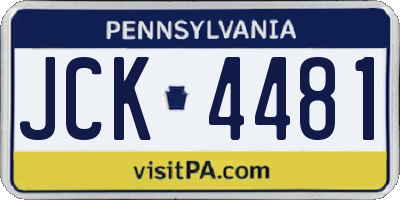 PA license plate JCK4481
