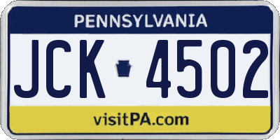 PA license plate JCK4502