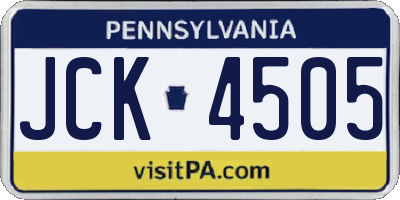 PA license plate JCK4505