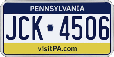 PA license plate JCK4506