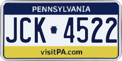 PA license plate JCK4522