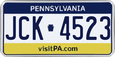 PA license plate JCK4523