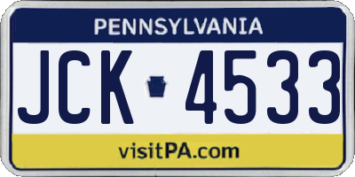 PA license plate JCK4533