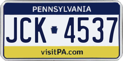 PA license plate JCK4537