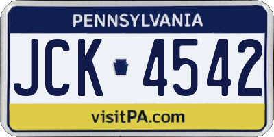 PA license plate JCK4542