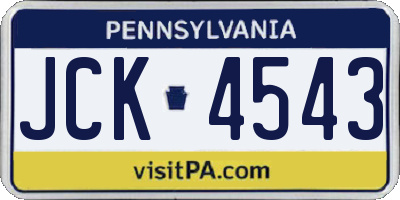 PA license plate JCK4543