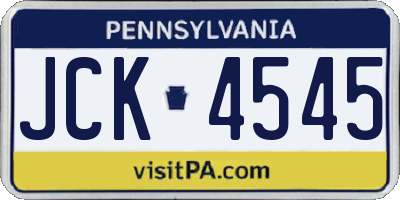 PA license plate JCK4545