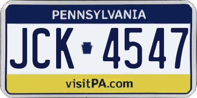 PA license plate JCK4547