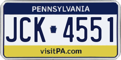 PA license plate JCK4551