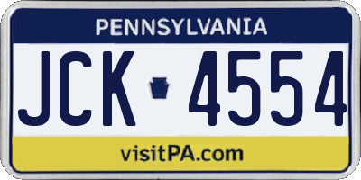 PA license plate JCK4554
