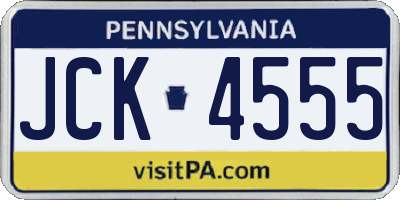 PA license plate JCK4555