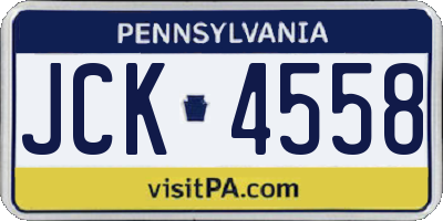 PA license plate JCK4558