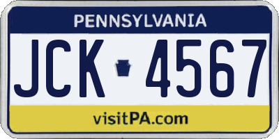 PA license plate JCK4567
