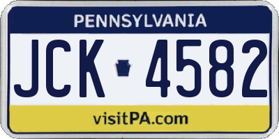 PA license plate JCK4582