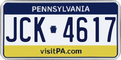PA license plate JCK4617