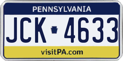 PA license plate JCK4633