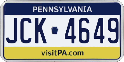 PA license plate JCK4649