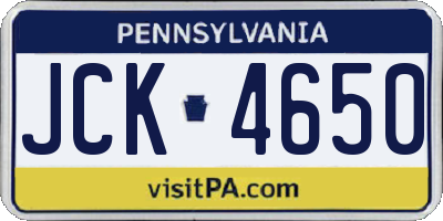 PA license plate JCK4650