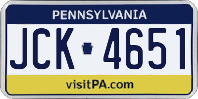 PA license plate JCK4651