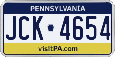 PA license plate JCK4654