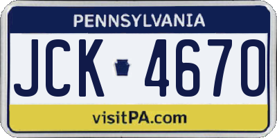 PA license plate JCK4670