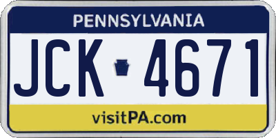 PA license plate JCK4671
