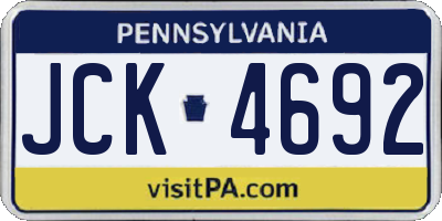 PA license plate JCK4692