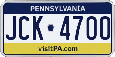 PA license plate JCK4700