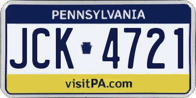 PA license plate JCK4721