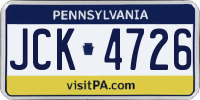 PA license plate JCK4726