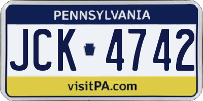 PA license plate JCK4742