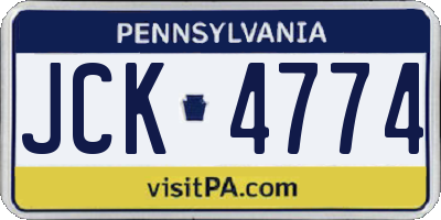 PA license plate JCK4774